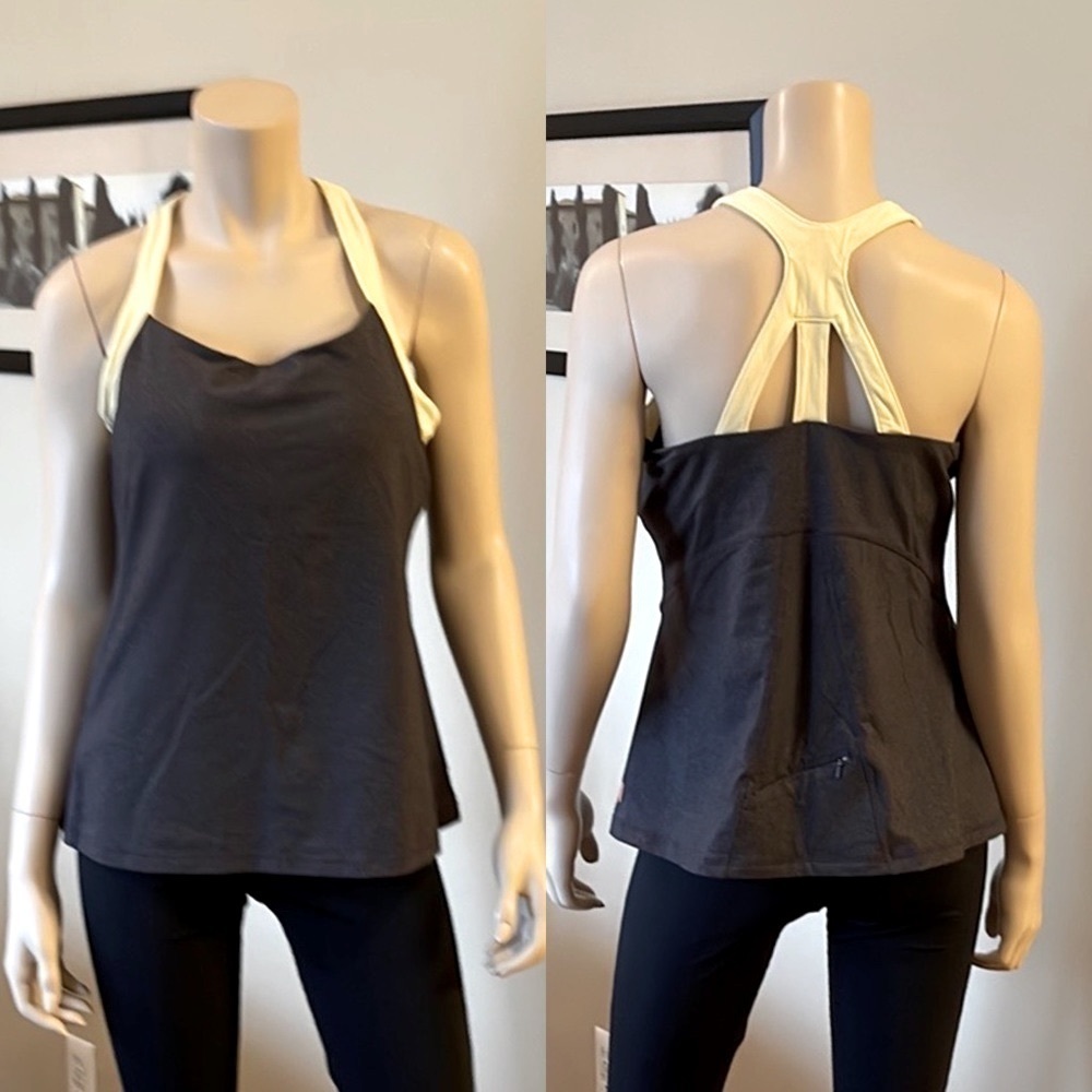 LUCY Power Grey And Yellow Athletic Tank. D/M/A1288